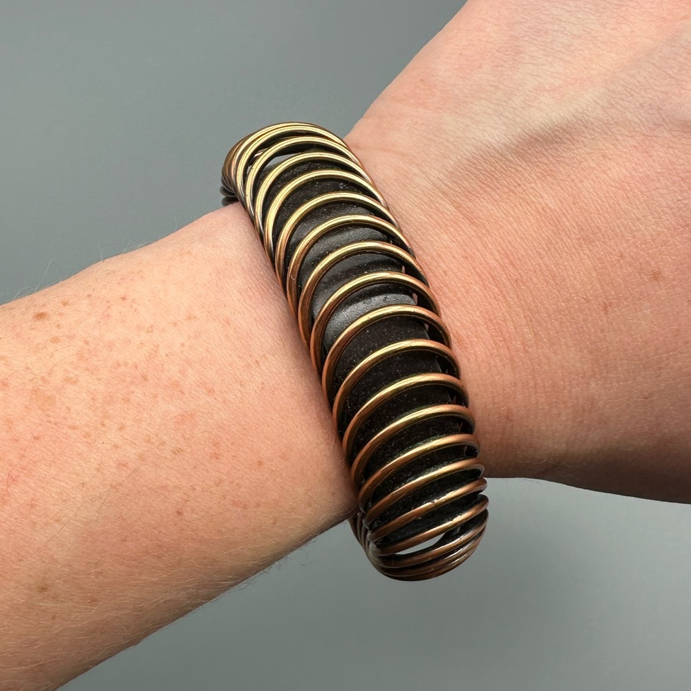 Lot of 2 VTG Copper Cuff Bracelets Adjustable Modernist & Boho Styles - Picture 3 of 13